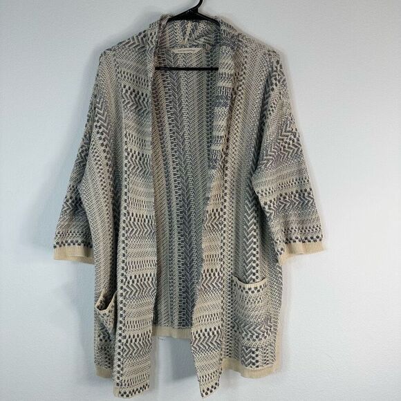 Soft Surroundings Boho Knit Open Front Cardigan Pockets Womens Large Casual Chic - Picture 1 of 10